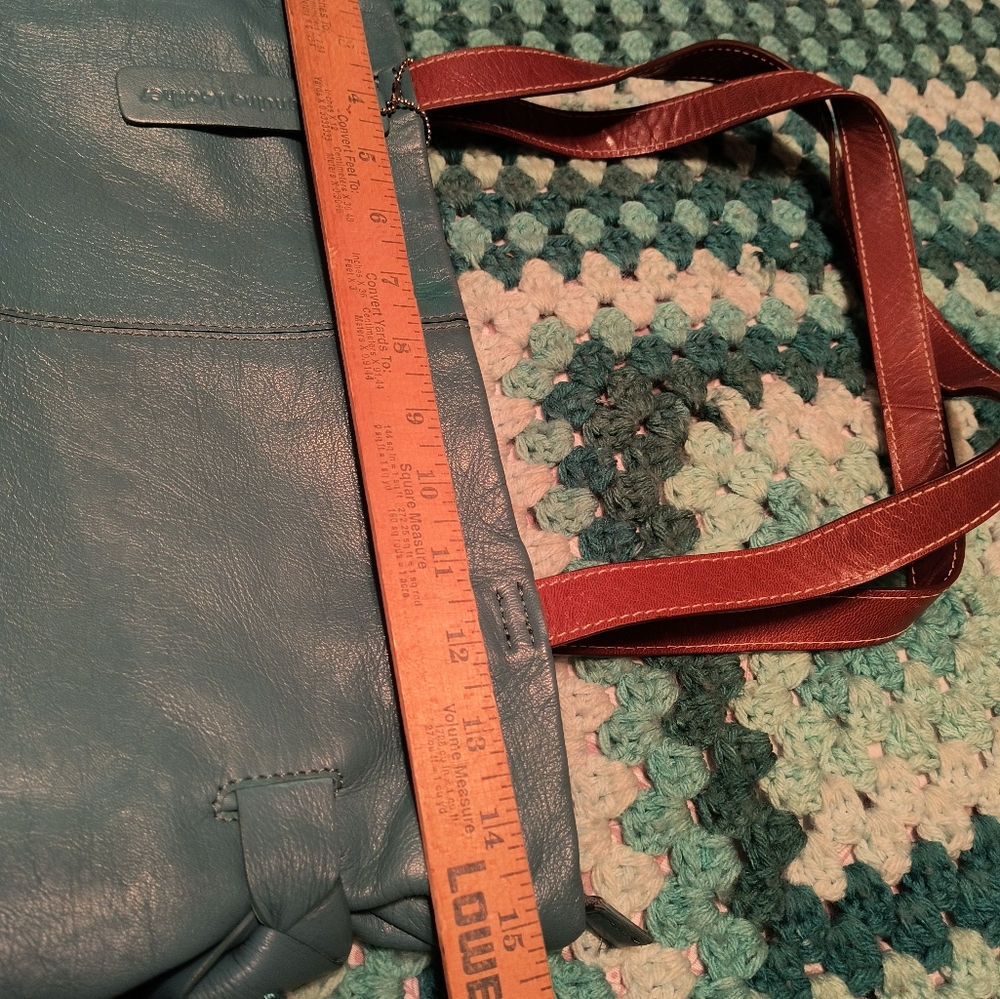 Nino Bossi Turquoise Leather Sholder Bag - Picture 7 of 9